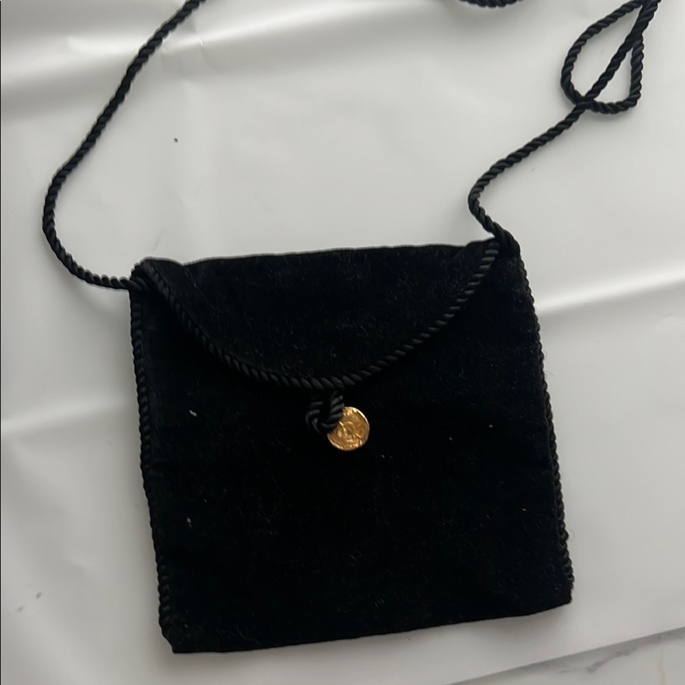 Donna Karan Black Crossbody Bag with Gold Button